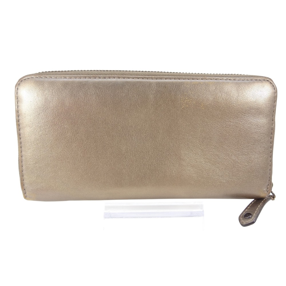 Coach Madison Pleated Zip Around Wallet Bronze Metallic Leather Horse & Carriage - Picture 2 of 6